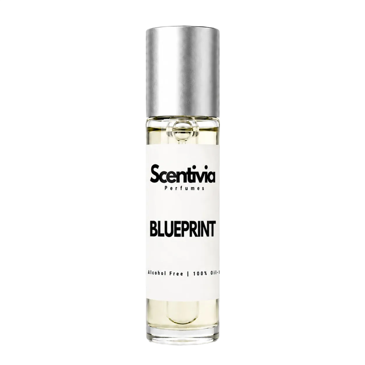 Perfume bottle labeled 'Scentivia Blueprint' on a white background