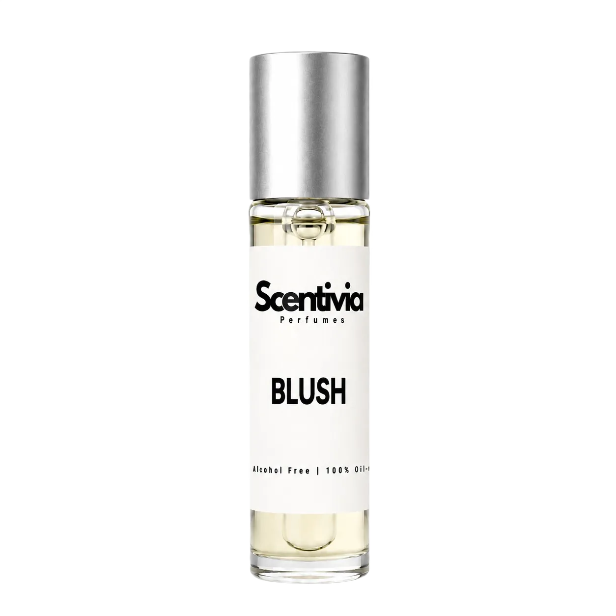 Perfume bottle labeled 'Scentivia Blush' on a white background