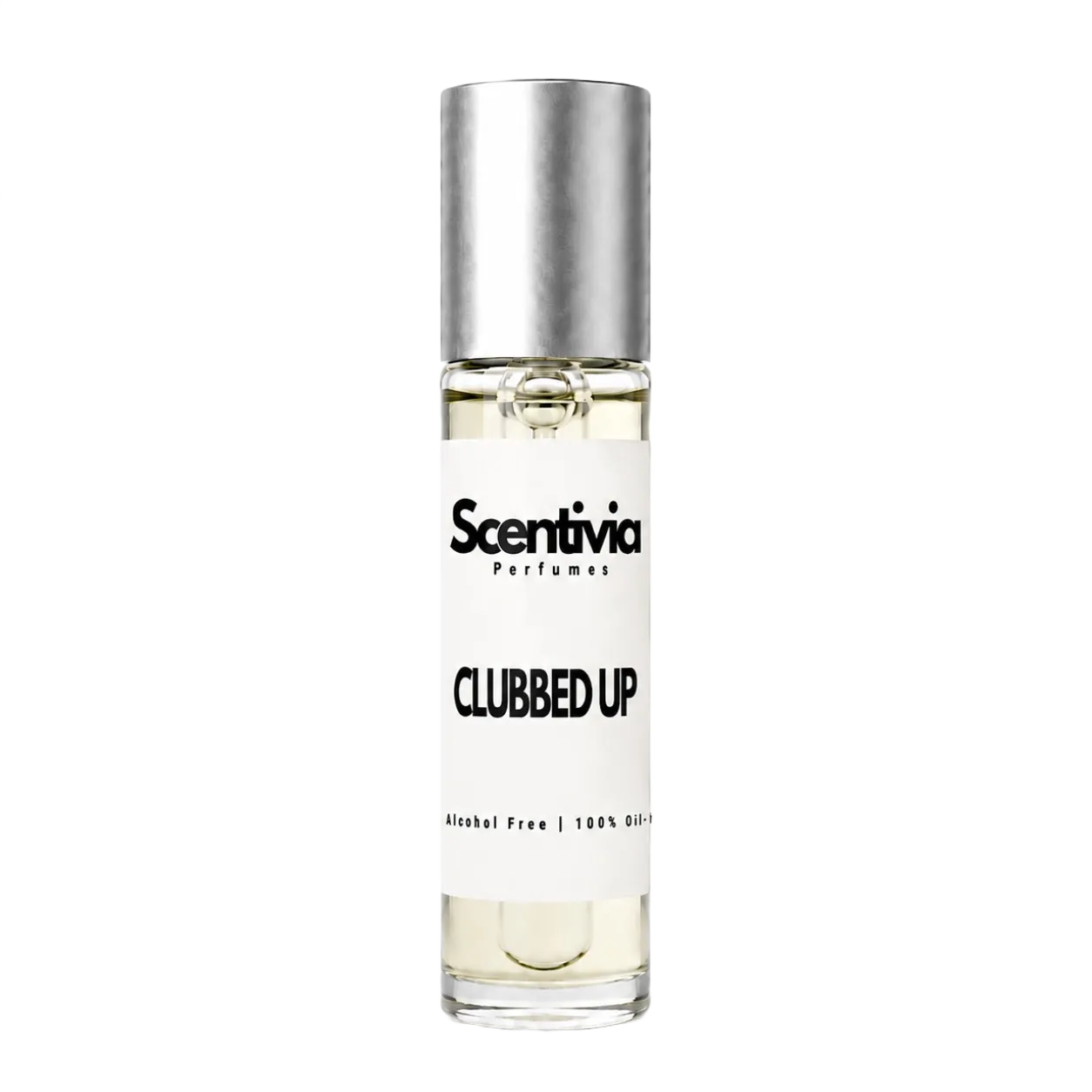 Perfume bottle labeled 'Clubbed Up' by Scentivia on a white background