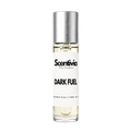 DRAK FUEL roll-on perfume by Scentivia in a clear glass bottle with a silver cap, featuring a white label, pale golden fragrance oil, and alcohol-free, 100% oil-based formulation.
