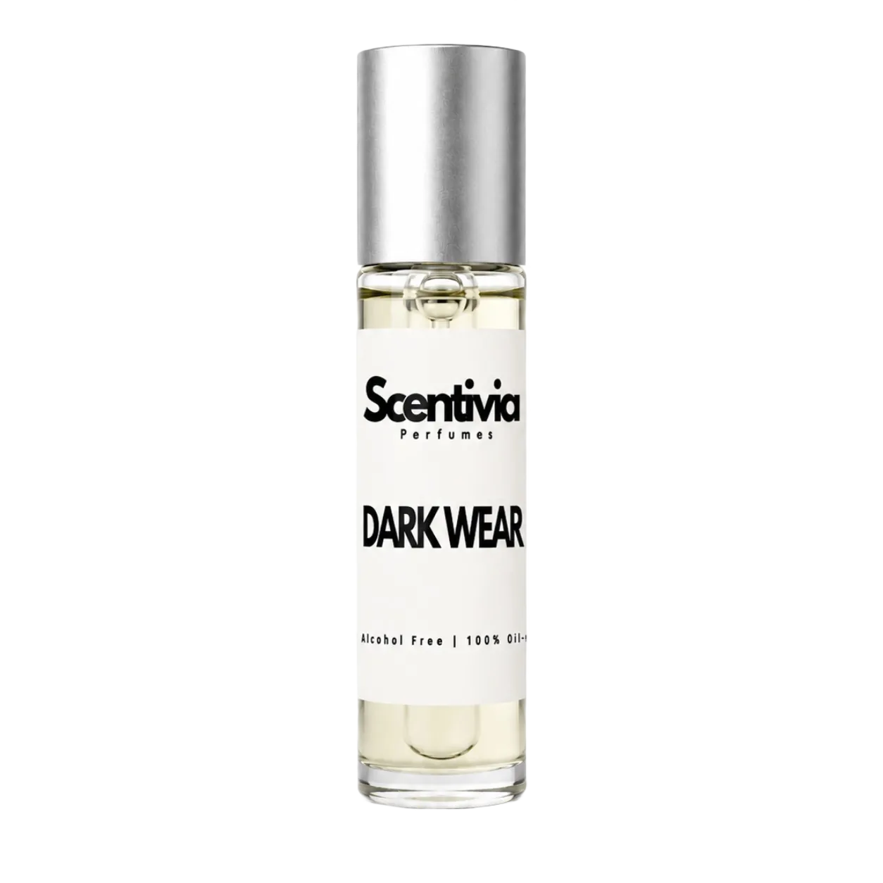 Perfume bottle labeled 'Scentivia Dark Wear' on a white background