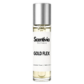 GOLD FLEX roll-on perfume by Scentivia in a clear glass bottle with a silver cap, featuring a white label, pale golden fragrance oil, and alcohol-free, 100% oil-based formulation.
