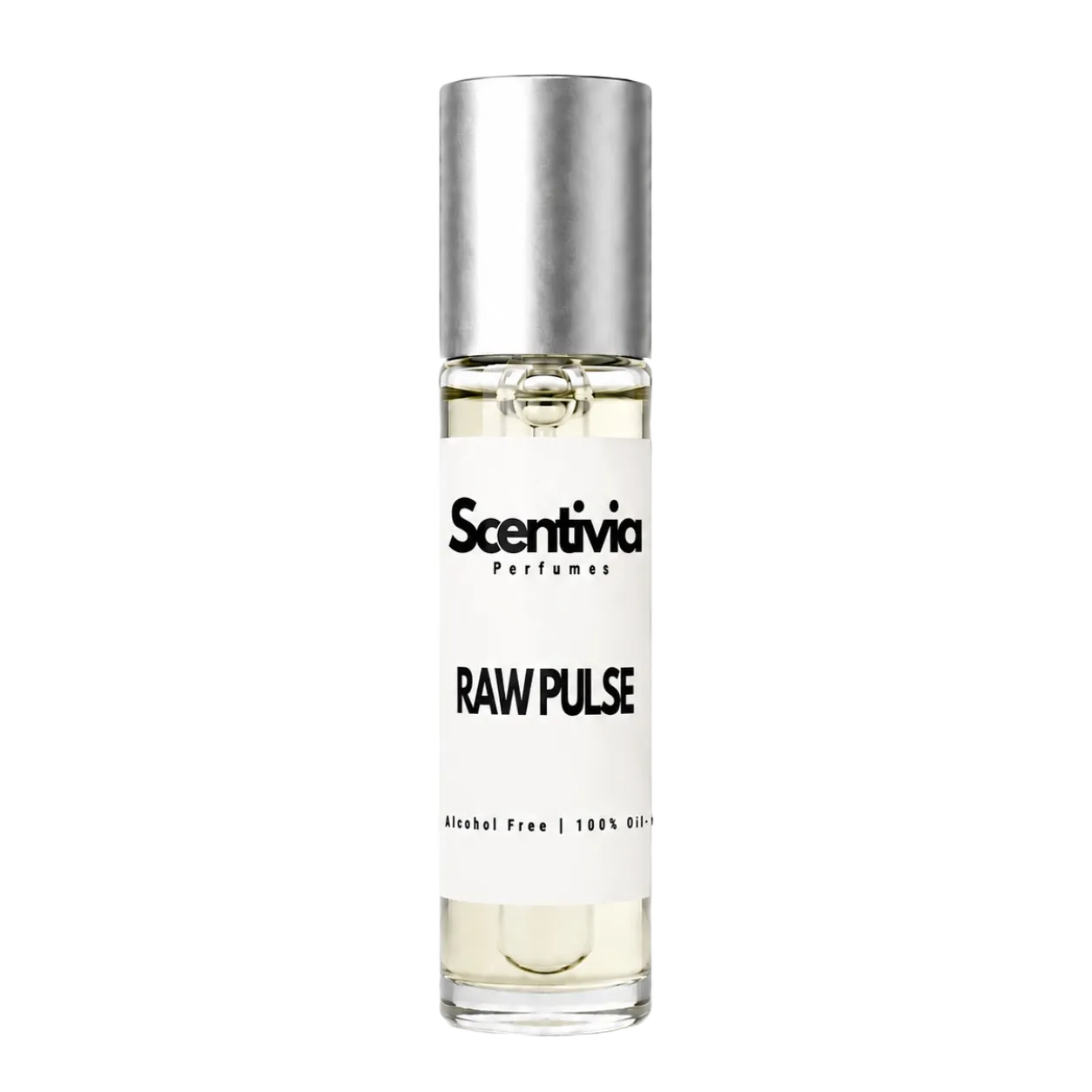 Perfume bottle labeled 'Raw Pulse' by Scentivia on a white background