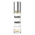 WARDIYA roll-on perfume by Scentivia in a clear glass bottle with a silver cap, featuring a white label, pale golden fragrance oil, and alcohol-free, 100% oil-based formulation.
