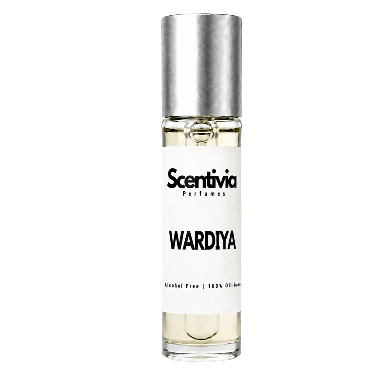Perfume bottle labeled 'Scentivia Perfumes Wardiya' on a white background